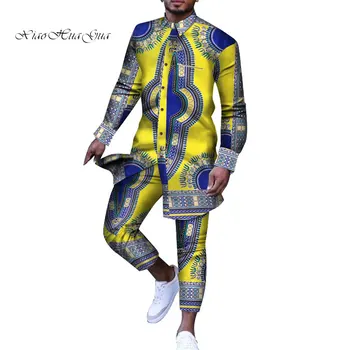 Muži Oblečenie Africkej Tlače Dashiki pre Mužov Ležérny Top Tee Košele a Nohavice, Nohavice Nastaviť Plus Veľkosť Afriky Oblečenie Mužov Nastaviť WYN778