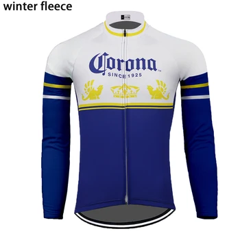 Pivo corona1925 Dlhé rukávy Cyklistika Dres zimná fleece a č fleece teplé mtb jersey cyklistické oblečenie tenké cyklistické oblečenie