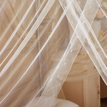 Horúce Romantická Princezná Čipky Baldachýn Mosquito Net Č Rám pre Twin Plný Kráľovná King Bed Komár