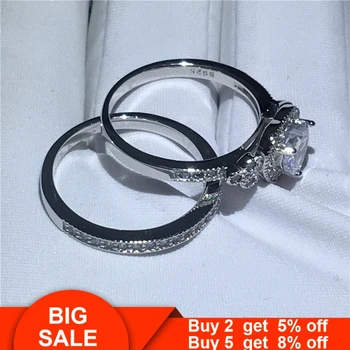 Srdce tvar Promise ring, Svadobné sady 925 Sterling silver AAAA cz Zapojenie Svadobné Kapela Prstene pre ženy, Svadobné Prst Šperky