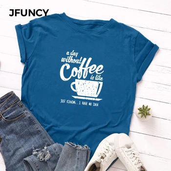 JFUNCY Plus Veľkosť S-5XL Ženy T-shirts Žena Krátke Sleeve Tee Topy List Tlač Žena Bežné Tričko 2020 Letné Bavlnené Tričko