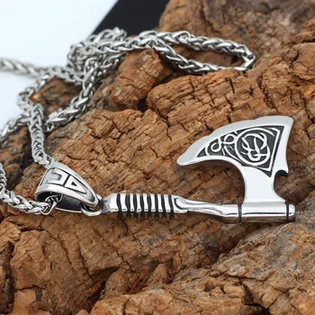 Nordic nehrdzavejúcej ocele rune amulet sekera talizman náhrdelník s príveskom