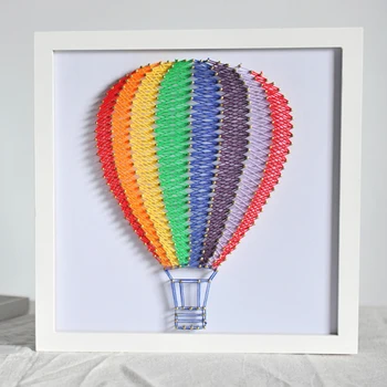 DIY Nechtov String Art Kit teplovzdušným Balónom Kľukaté Čiary Maľovanie Art Kit S Rámom Domáce Dekorácie Príslušenstvo Pre Obývacia Izba