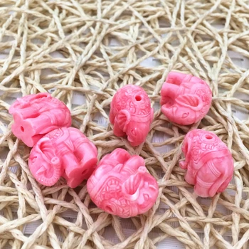 Nové módne syntetické pink coral slon 19*22 mm * 23*28mm diy prívesok korálky dištančné šperky zistenia príslušenstvo korálky 5 ks B917