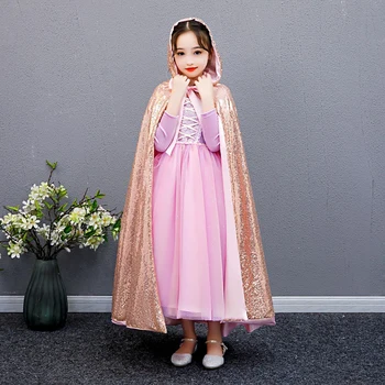 VOGUEON 2020 Nové Elsa Plášť Dievča Halloween Fancy Dress Up Rapunzel Cape Plášť Dievčatá Kostým Princezná Bling Plášť Príslušenstvo