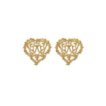 Vintage Srdca Náušnice Kovové Rezbárstvo Duté Vyhlásenie Náušnice pre Ženy Gotický Šperky, Zlaté Náušnice Femme Geometrické Brincos