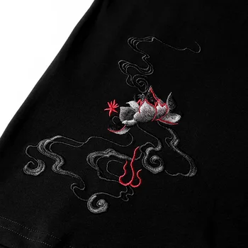 Čínsky Štýl 2021 Značky Krátky Rukáv Bavlna Vták Výšivky T Shirt O-Krku Slim Muži T-Shirt Topy Módne Mens T Košele M-4XL