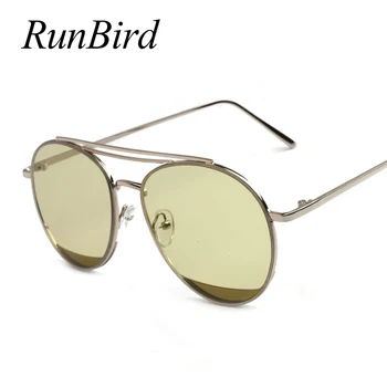 RunBird Ženy Pilot Dvojité Lúča Okuliare Mužov Jasný Objektív Vintage hliníkovým Rámom Slnečné Okuliare pre Ženy UV400 373R