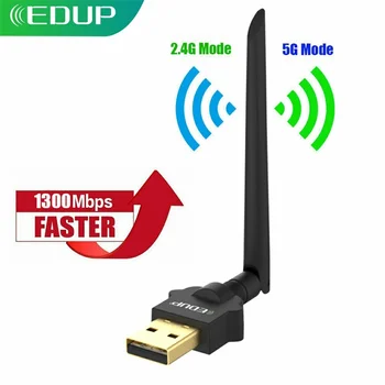 EDUP 1300Mbps AC USB WiFi Adaptér 2.4 G/5 ghz Dual Band Wireless Wifi Dongle, Sieťová Karta Anténa Wi-Fi Prijímač pre PC, Notebook