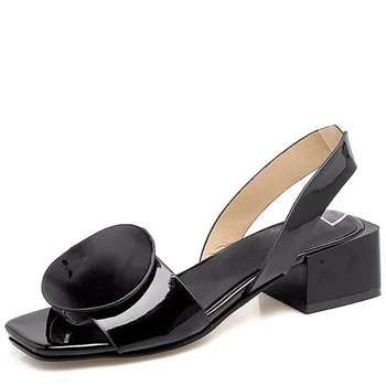 LISM Žena sandále Európy a Spojených Štátov, na jar a v lete kolo dekoratívne sandále veľkosť 40-43 päty topánky písma