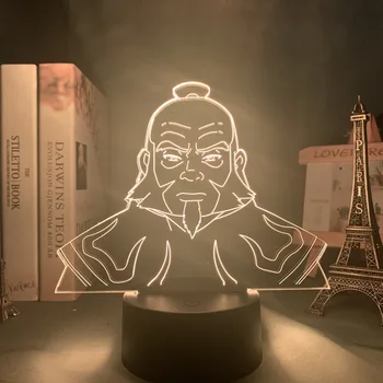 Akryl Led Nočné Svetlo Avatar Posledný Airbender pre Deti Detská Spálňa Decor Nočného Avatar Iroh Obrázok Stolná Lampa 3d
