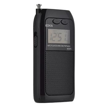 K605 Mini Pocket Rádio Fm, Am Sw Mw Digitálne Ladenie Rádio Prijímač, Hudobný Prehrávač Mp3, Stredná Vlna / Krátke Vlny / Fm Stereo Rádio