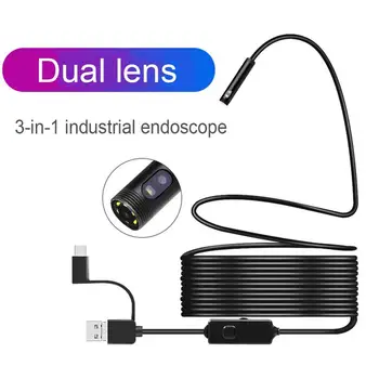 2020 Duálny Objektív Priemyselný Endoskop HD Kamera 1080p Boroscope Potrubia Kontrola Kamera Flexibilná Kamera Hada s 4,3 palcový Displej
