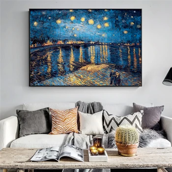 Impresionistické, Hviezdna Noc Slávny Plátno Reprodukcií Obrazov Na Stenu Van Gogh Krajiny Nástenné Plagáty Pre Obývacia Izba