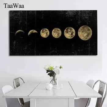 TAAWAA Veľká Veľkosť Zatmenia Mesiaca Wall Art Obraz Minimalistický Plátne, Plagát, Tlač Vesmíru Dlho Banner Umenie Maľba Domova