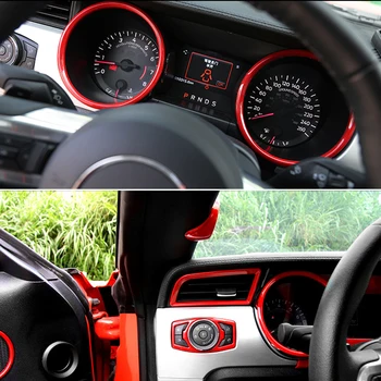 2 KS Červená ABS Prístrojový Panel Okolité Dekorácie Krúžky Rýchlomer Kryt Nálepka Pre Ford Mustang-2020 Auto Príslušenstvo