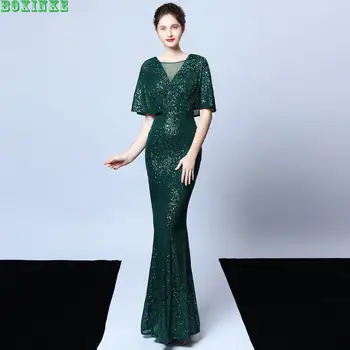 2020 Vestidos Mujer Ukrajina Nový Sequin Banquet Elegantné Temperament Výročná Schôdza Hosť Model Strany Sexy Šaty Dlhé Fishtail