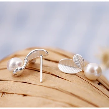 Originálne S925 sterling silver pearl náušnice pre svadobné party, prírodné perly Dvojité listy náušnice, šperky,najlepšie darčeky