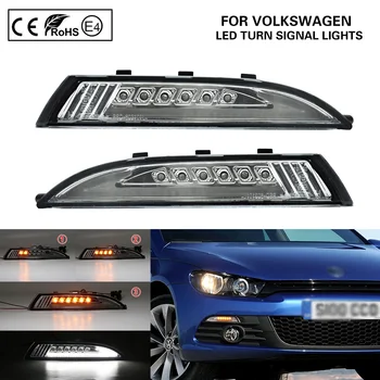 2*KS LED Strane Dynamická Značka Svetlo na Čítanie zase signálneho svetla(Žltá) LED polohové svetlá(Biela)Lightbar Pre VW Scirocco 2008-2013