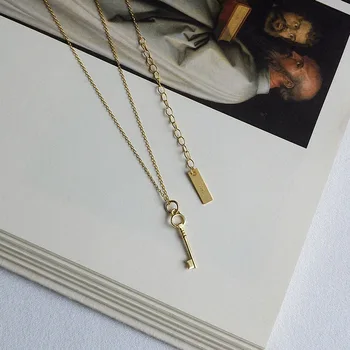 Silvology 925 Sterling Silver Key Náhrdelník Zlata, Tvorivé Svetlo Luxusný Elegantný Náhrdelník Prívesok pre Ženy 2019 Festival Šperky