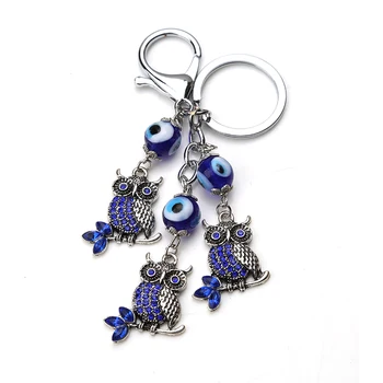 HROZNO Módne Turecko modré korálky sova keychain zvieratá charms prívesok prívesok na šperky, Kabelky Auto Kľúča Držiteľa Darček