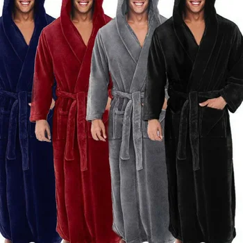 Muži zimné pyžamo župan Domáce Oblečenie sleepwear teplé Plyšové Domáce Oblečenie s Dlhým Rukávom badjas pánske šaty plus veľkosť S-5XL