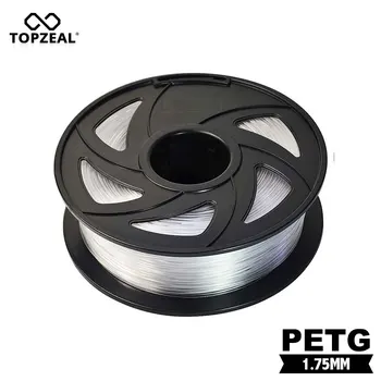 TOPZEAL 3D Tlačiarne PETG Nekonečných Rozmerov Accurary +/- 0,02 mm 1 KG Cievka Priehľadná Farba