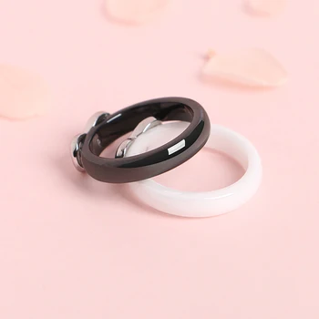 925 Elegantné Krúžky Žien 4mm Čierna Biela Keramický Krúžok India Kameň Crystal Infinity Pohodlie Snubné Prstene, Zásnubné Značky Šperky