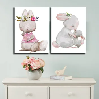 HD Vytlačené Bunny Zvierat, Obrázky, Maľovanie Moderné Králik Wall Art Plátno Plagáty a Vytlačí Maľovanie Cuadros Domova pre Deti