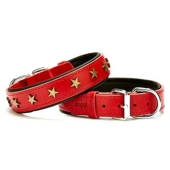 Nastaviteľné Pohodlné Reálnom Kožené Ručné Star Ornament Obojok 3x42-50 cm Červená Pitbull Buldog Beagle Correa PerroAccesorie