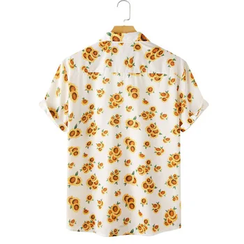 Tričko mužov Klope Krku Krátky Rukáv Bežné Camisa Masculina Streetwear Osobnosti 3D slnečnice Tlač Pláži Košele Pre Mužov 2020