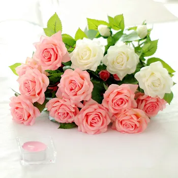 Umelé Latex ruže Kvety na Svadbu Skutočný Dotyk Kvetu ruže Domáce dekorácie, Svadobné Party dodávky