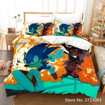 3D Sonic posteľná bielizeň Nastaviť Komiksu, Anime Sonic Perinu Nastaviť pre Deti Spálňa Jeden Twin Kráľovná King Size Chlapci Dievča Posteľná Bielizeň