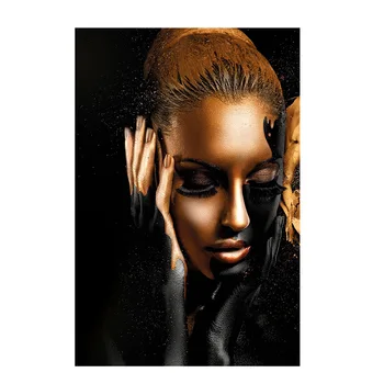 Black Gold Žena Model Umenia, Plagát, Obraz na Podkrovie Steny Plátne, Plagát, Tlač Moderného Domova Abstraktné Nordic Obývacia Izba