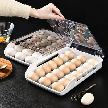 Úložný box pre vajcia v chladničke domácnosti čerstvé-vedenie kuchyne potravín usporiadanie police zásuvky typ kuchyne položiek