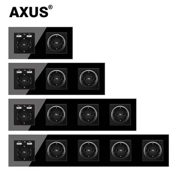 AXUS EÚ Štandard USB Sieťovej Zásuvky Napájania, Mnoho Nový štýl Panel, Spálňa zásuvky,AC 110V-250V 16A Stene Vložené, Dvojité Zásuvky usb