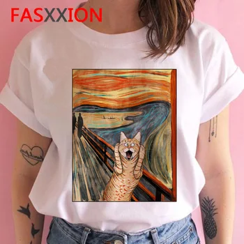 Cat t shirt ženy zábavné harajuku kawaii tričko Grunge ulzzang estetické Bežné ženské oblečenie t-letné tričko krátky rukáv