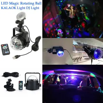 Auto Disco DJ Bar Stage LED RGB Laser Mini Crystal Ball Lampa Svetlo Xmas Party USB Poháňané Auto Atmosféru Svetlo Interiéru Vozidla Svetlo