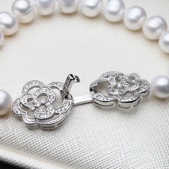 Svadobné Skutočnou Perlou náramok,Biele Prírodné Sladkovodné Perly náramky Pre Ženy Šperky Darček