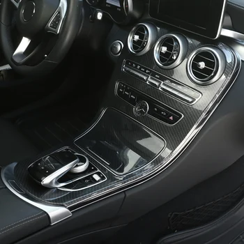 Pre Mercedes Benz C Trieda W205 GLC X253 Uhlíkových Vlákien Farbu Nálepky Auto ABS stredovej Konzoly Panel Dekorácie Kryt Výbava