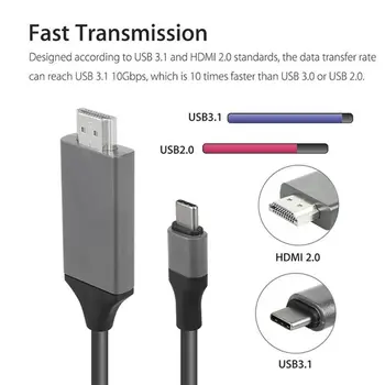 Nový USB 3.1 USB-C Typ C pre Kábel HDMI HDTV, Hdmi Samec Samec Adaptér Kábel pre Lenovo ThinkPad X1 2018 MacBook MacBook