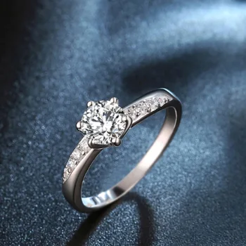 Klasický, Jednoduchý Dizajn Bieleho Zlata Farba Zásnubné Prstene Pre Ženy CZ Kameň Svadobné Kapela Šperky Anillos Bijoux Ako Darček CC061