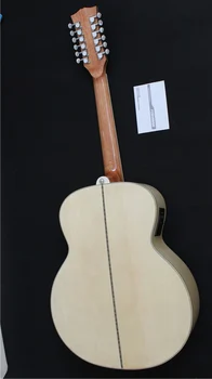 Doprava zadarmo jumbo telom 12 string akustické elektrické 43 cm gitara prírodné drevo najvyššej Kvality, 12 Struny na Akustickú Gitaru