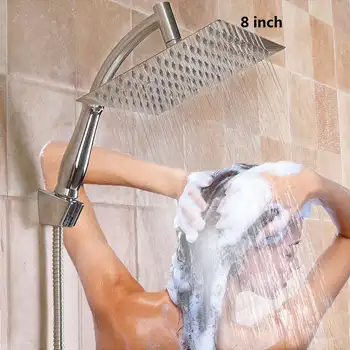 8 Palcový Námestie Ultra-tenké Zrážok Sprcha Hlavu S 1,5 m Nehrdzavejúcej Ocele Hadice Sprcha Držiteľ Celling Namontovať Sprchovací hlavovom