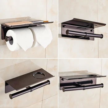 Toaletný papier držiak black Kúpeľňa Predĺžiť tkaniva držiak na stenu skrutky bez inštalácie umyváreň Mobilný telefón rack
