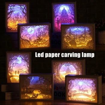 Umelecké Dekorácie 3D Papier Rezbárstvo Svetlo Lampy LED Darček pre Domáce Spálňa Posteli Domáce Dekorácie Nočné svetlo umelecké Diela