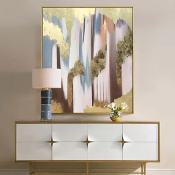 Decoracion hogar moderno abstarct zlatá farba krajiny čisto ručne maľované akryl-olejové maľby nástenné art obrázok pre obývacia izba