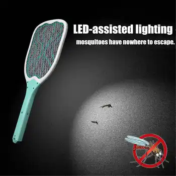 USB Nabíjateľné Elektrické Lietať Komár Plácačka Mosquito Killer Ochranu Ľudských Chýb Zapper Prenosné Rakety Hmyzu Vrah S LED