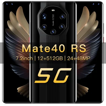 Najnovšie Mate40 RS Globálna Verzia Smartphone 7.2 Palcový 4k HD Displej, Deca Core 5800mAh Dual Sim Karta 12 GB 512 gb diskom GPS, WiFi, Mobilný Telefón