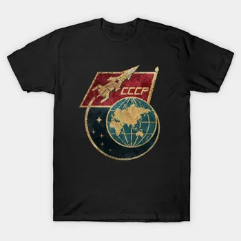 CCCP Vlajka Priestor Rakety Na obežnú dráhu T-Shirt ruský Sovietsky Pilot a Kozmonaut pánske Tričko